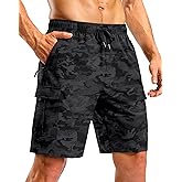 Pudolla Men's Hiking Cargo Shorts with 5 Pockets Lightweight 9" Outdoor Work Casual Shorts for Men Travel Fishing