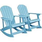 YEFU Adirondack Rocking Chair Set of 2, All-Weather Resistant, Blue | Outdoor Rocking Chair Oversized, Rocker Chair with Wide Back,Look Like Real Wood, For Patio/Porch/Backyard,Heavy Duty 380 lbs