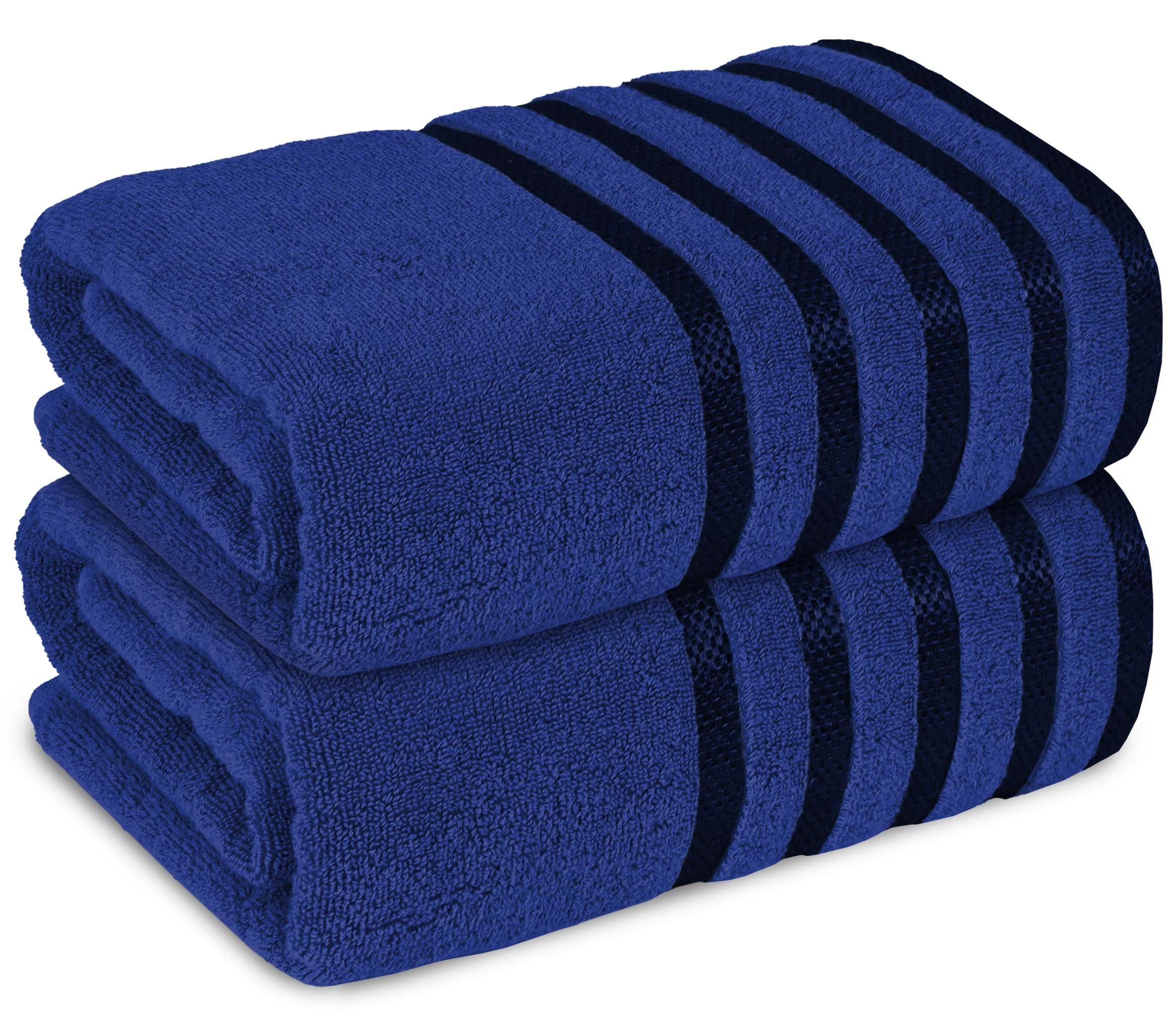 Weave Essentials Viscose Bath Sheets - 2pc (90x180cm) 100% Cotton Bath Sheet Set, Ultimate Comfort & Eco-Friendly, Machine Washable, Premium Highly Absorbent Quick Dry Bath Sheet | Navy Blue