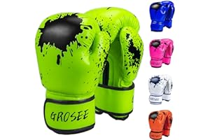 GROSEE Kids Boxing Glove 6oz 8oz, Youth, Boys and Girls Training Sparring Gloves for Punching Bag, Kickboxing, Muay Thai, MMA, Gift for Age 6-15 Years