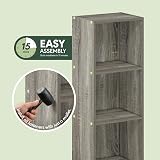 Furinno PASIR 3-Tier Bookshelf Open Shelves French Oak 30.5 in wide 80 cm view 4