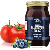 Green Jay Gourmet Blueberry Salsa - Blueberry Flavored Fruit Salsa - Medium Heat Picante Salsa - Gourmet Salsa Dip w/No Preservatives - Gluten-Free, MSG-Free, Small Batch Natural Salsa - 16 Ounces