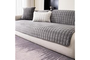 MDSASFD Velvet Couch Cover, Washable Sectional Sofa Cover, Anti Slip Sofa Slipcovers for 3 Cushion Couch Sofa L Shaped Recliner, Furniture Protector Covers for Pets Kids(Dark Grey, Only 1 PCS)