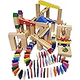 Calmado - 200 pcs Marble Run Wooden Set / Ball Track Set for Kids / Girls / Boys Made of Beech Wood + Bag + Instructions