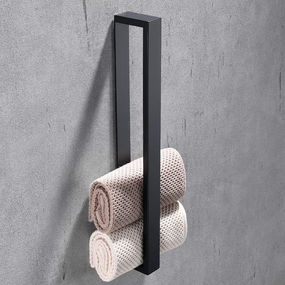 Sponsored Ad – 40cm/16inch 304 Stainless Steel Towel Rail Self Adhesive Black Finish Bathroom Towel Bar Rack Towel Holder Without Drilling
