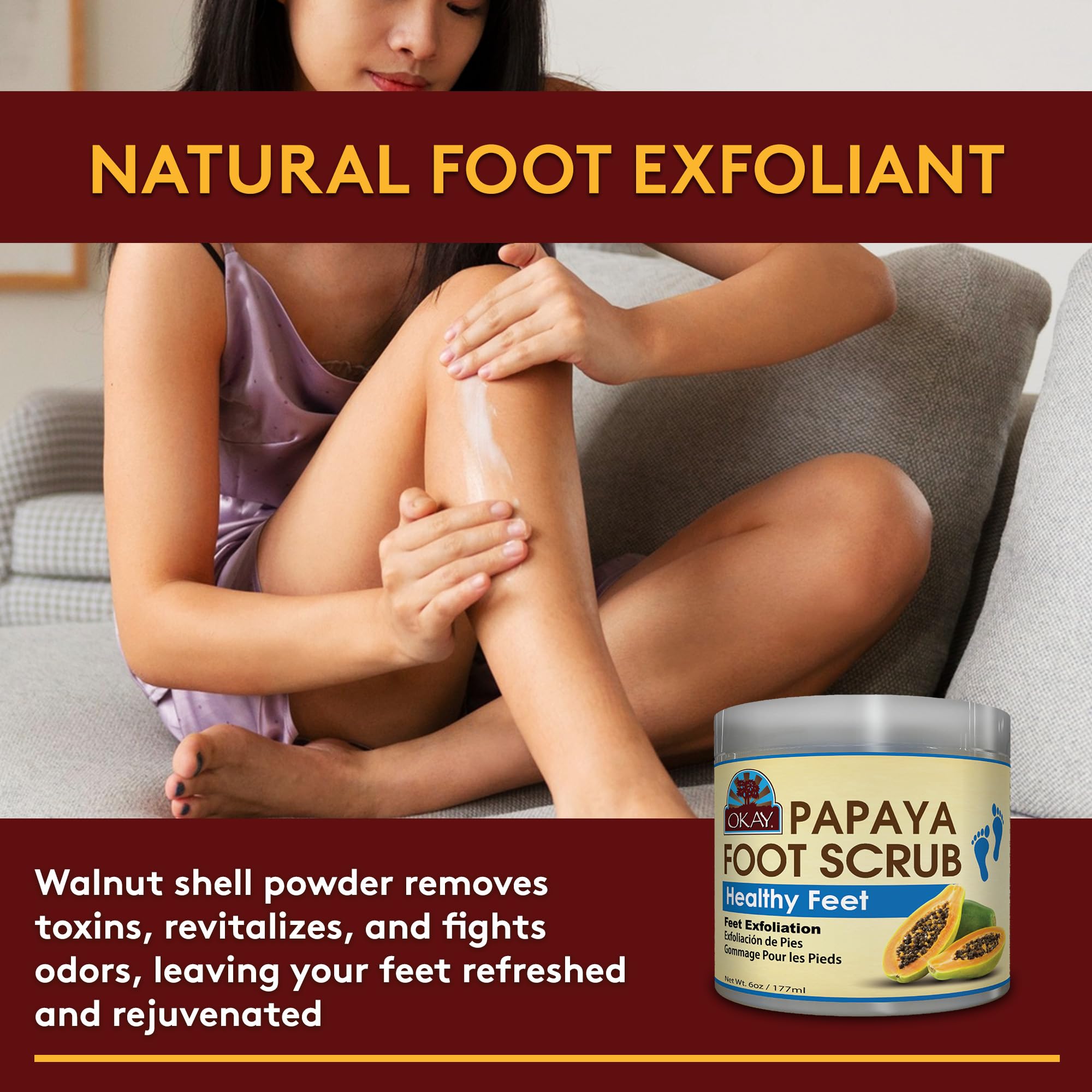 OKAY Papaya Foot Scrub 6oz / 177ml