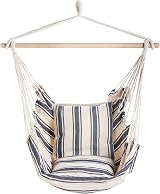 VonHaus Hanging Chair Outdoor with Attachments Blue White Stripe 1 Seater view 9