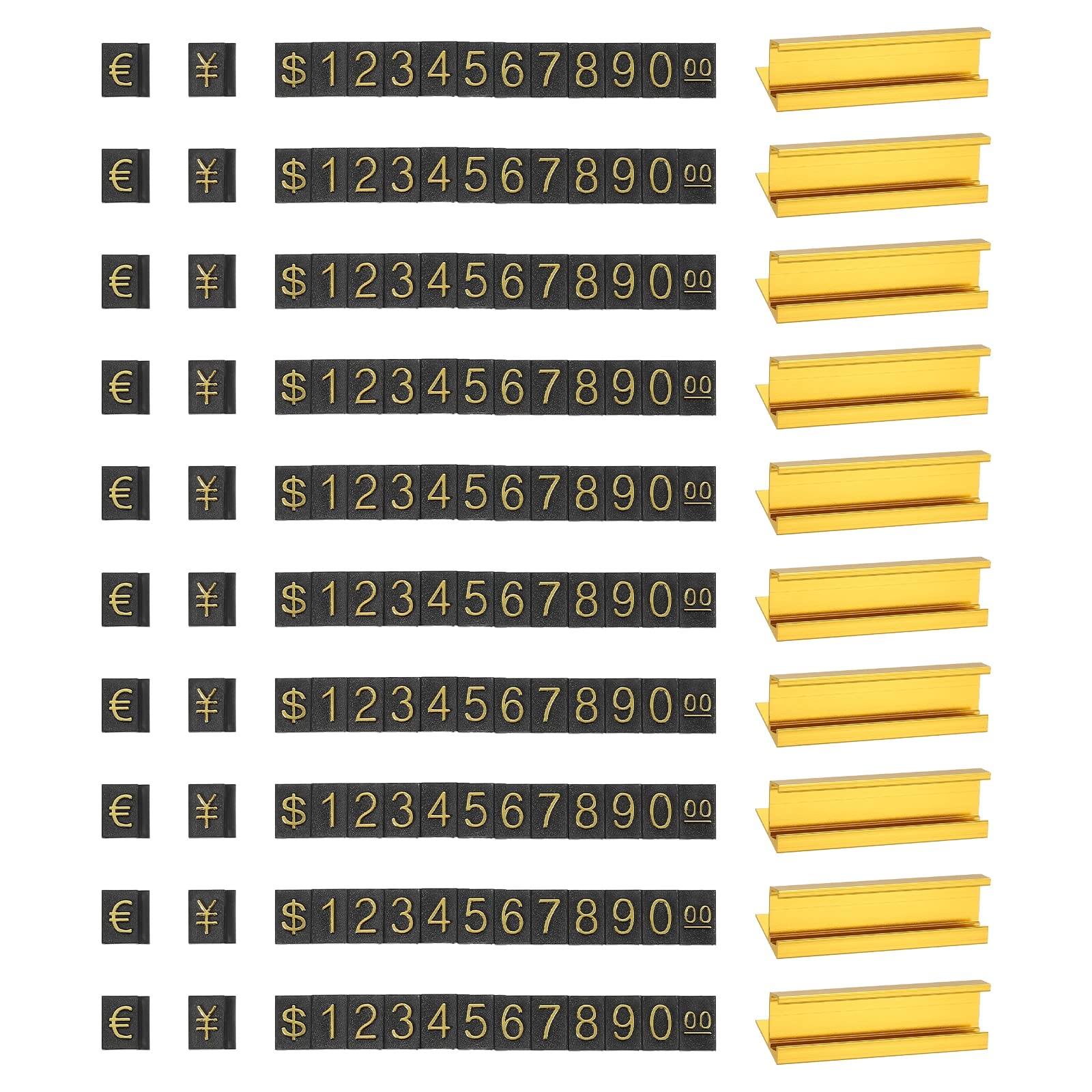 Patikil Cube Display Blocks Adjustable Removable Number Stand Gold Tone Counter Display for Retail, Hundred Digit, 15 Set
