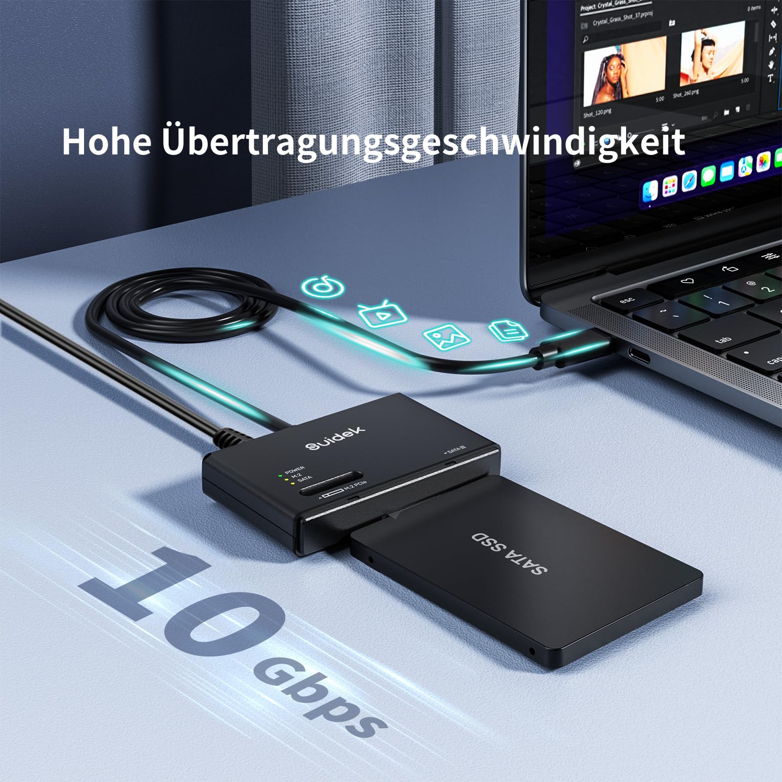 SUIDEK M.2 NVMe USB Adapter, USB-C 3.0 auf M.2 und SATA Festplattenleser 3