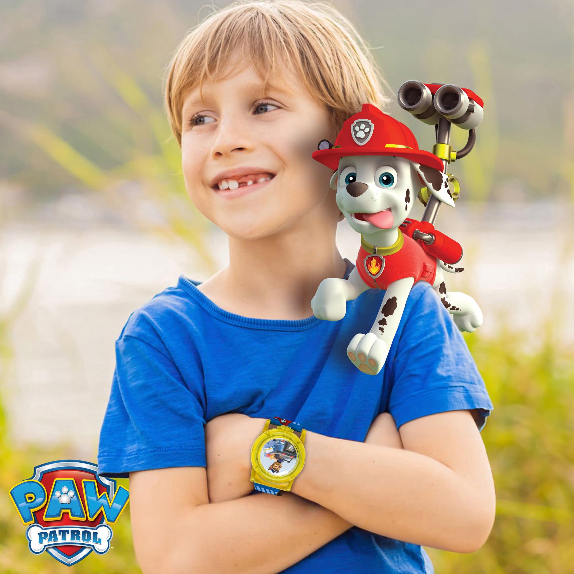 Nickelodeon Paw Patrol Pop-Open LCD Watch for Kids with Flashing Lights, Full-Color Character Strap, Dual-Layer Dial Design, Gift Tin Box Packaging, Fits Wrists 5.5