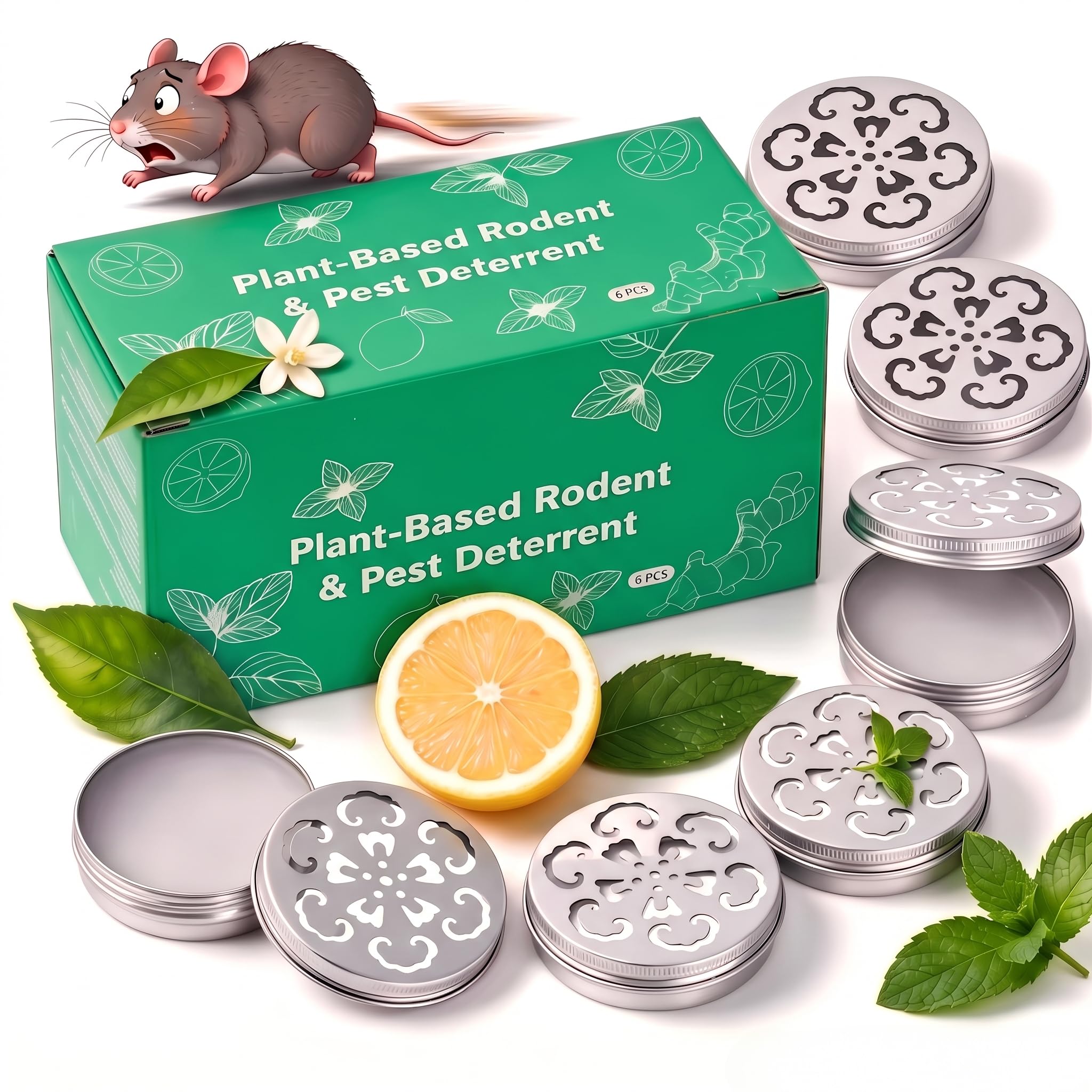 Peppermint Oil Pest Rodent Repellent, Mouse Squirrel Ant Repellent 6 Pack | Natural Peppermint Oil Deterrent Mouse Spider Roa