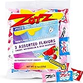 ZOTZ Fizzy Sour Candy Bulk - Retro Italian Hard Candy Individually Wrapped - Classic Nostalgic 3 Assorted Flavors Cherry, Watermelon &amp; Blue Raspberry, 46 pieces Bag for Party Favors, Goodie Bags, Pi&ntilde;ata &amp; Candy Buffet