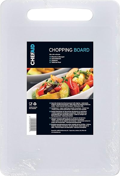 Chef Aid White Poly Chopping Board 35 x 24 cm Non-Slip Dishwasher Safe