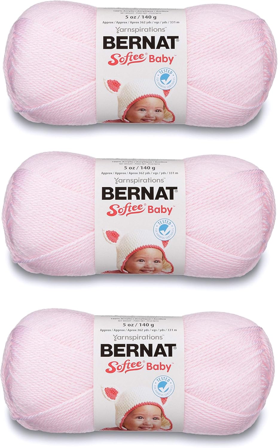 Bulk Buy Bernat Softee Baby Yarn Solids (3Pack) Pink 1660302001