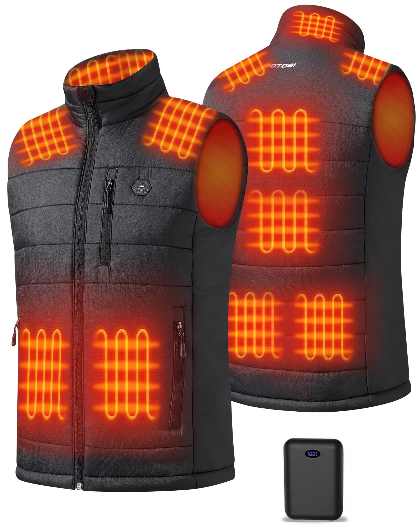 Photo 1 of GOTOBI Heated Vest for Men with 16000mAh 7.4V Battery Pack, Ergonomic 9 Heating Zones, Smart Temp Control Men's Heated Vest