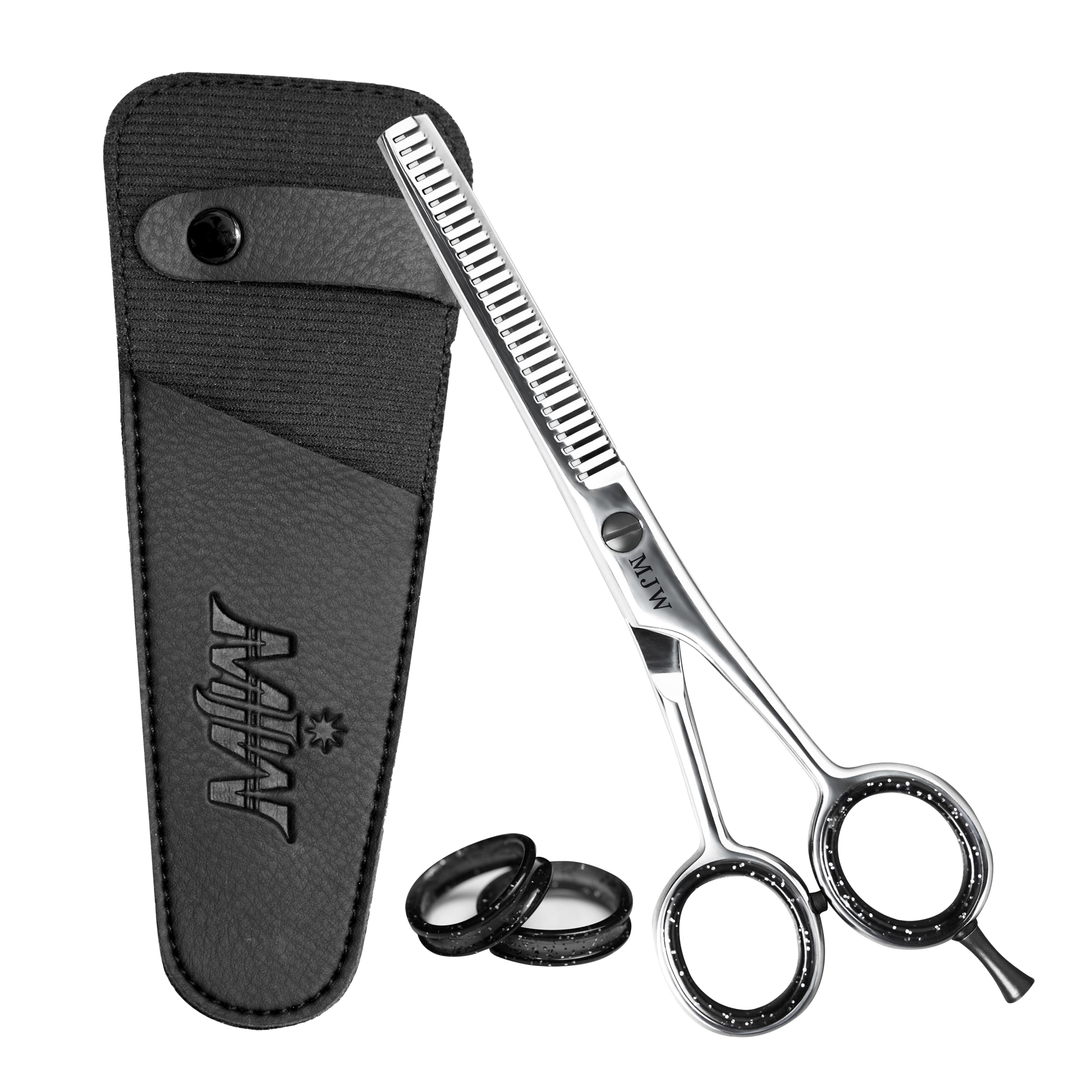 MJW Hair Thinning Scissors - Stainless Steel Hair Cutting Teeth Shears, Professional Barber Hairdressing Blending Shears, Ideal Texturizing and Layering Scissors for Men and Women