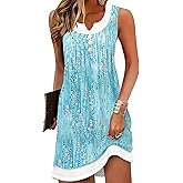 ETCYY Beach Dresses for Women 2026 Vacation Swimsuit Coverup School Teacher Summer Dress Button Down Sleeveless Boho Sundress