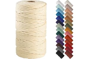 NOANTA Cream Yellow Macrame Cord 4mm x 109yards, Colored Macrame Rope, Cotton Cord Macrame Yarn, Colorful Cotton Craft Cord for Wall Hanging, Plant Hangers, Crafts, Knitting