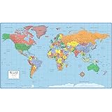 24x36 World Classic Elite Wall Map Mural Poster Laminated