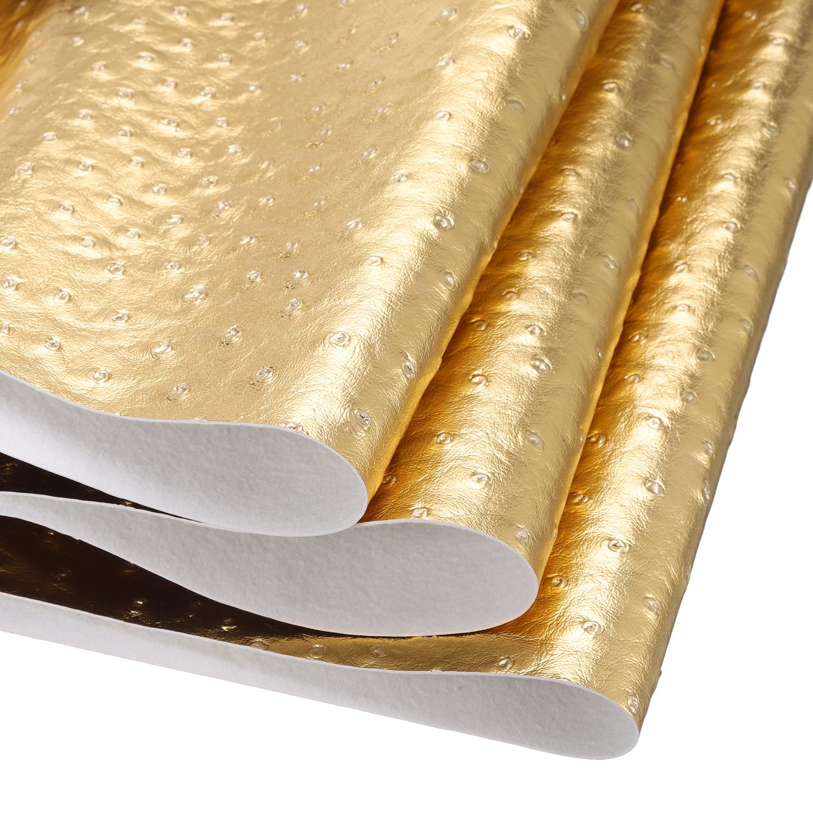 DMiotech Faux Leather Sheet 53 Inch x 12 Inch Ostrich Gold PU Leather Roll for Handmade DIY Craft Projects