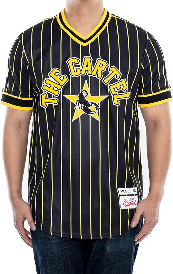black and yellow baseball jersey