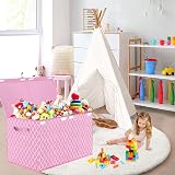 VERONLY Large Toy Box Chest Organizer Bins Pink 60x31x38 cm Foldable view 2