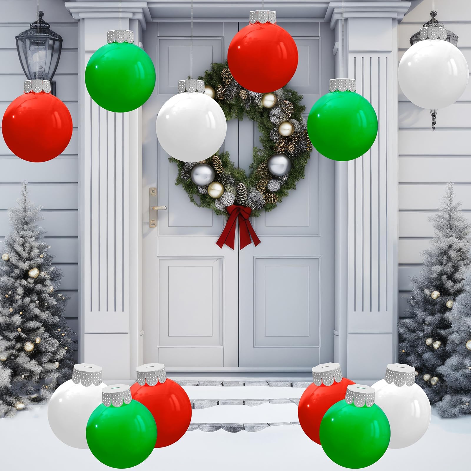 Photo 1 of 15 Pcs Outdoor Christmas Decorations, Large Inflatable Balls for Yards, Lawns, Porches, Gardens, Front Doors or Windows Christmas Decorated (9 Inch Balls)