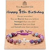 Tarsus Happy Birthday Gifts for 7-13 Year Old Girls, Birthday Cross Beads Bracelet Gifts for Girls Age 7 to 13