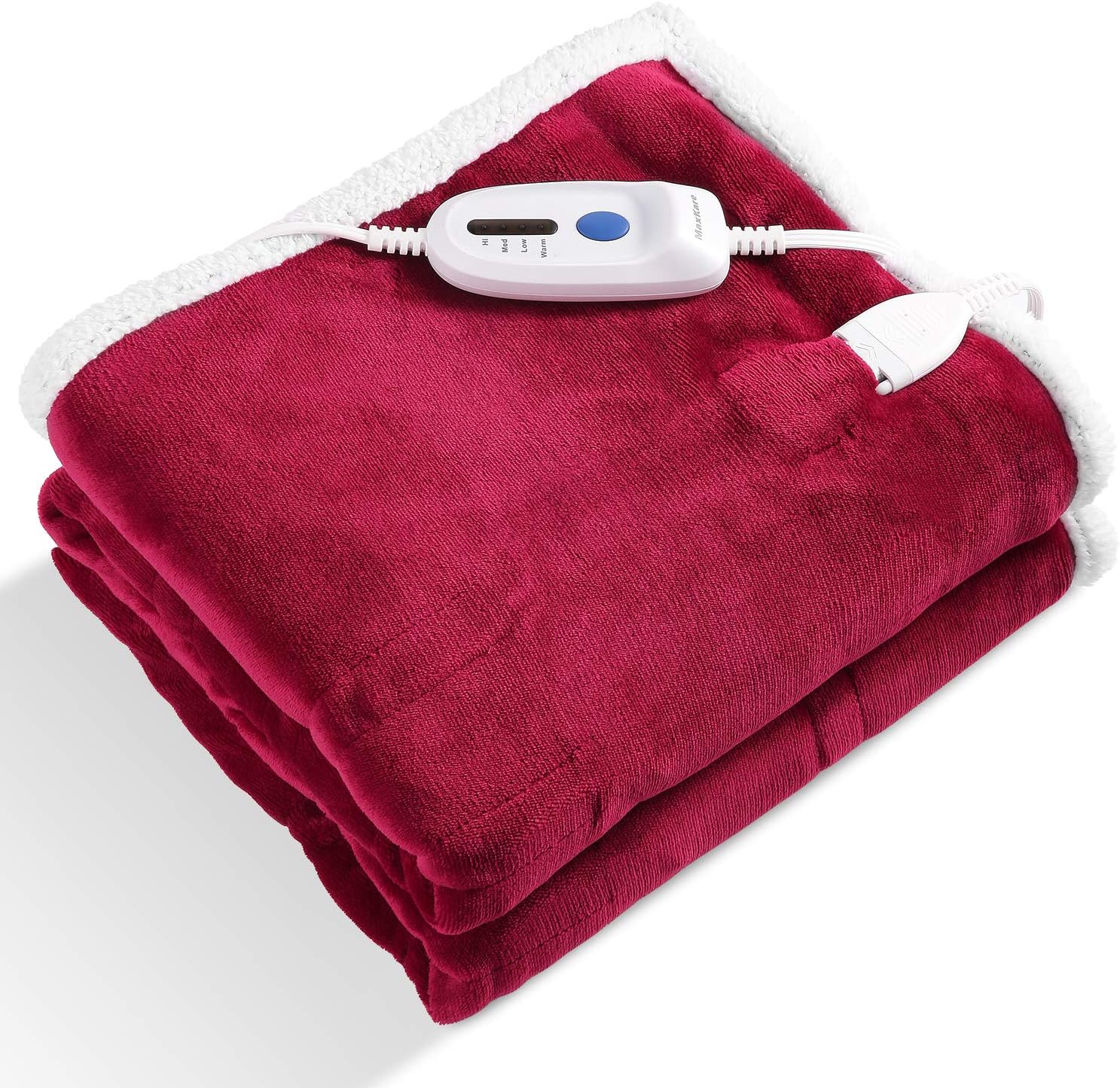 Electric Blanket Heated Throw Fast Heating Blanket Flannel & Sherpa Reversible 50" x 60" with 3 Hours Auto Off & 4 Temperature Settings, ETL Certification, Bed Sofa Use & Machine Washable: Home & Kitchen