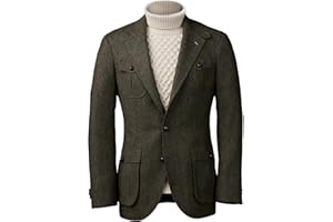 FIXRIMCH Men Tweed Blazer Retro Wool Blend Sport Jackets Slim Casual Single Breasted Safari Coat Vintage Norfolk Jacket