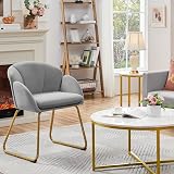 Yaheetech Velvet Tub Chair Modern Accent Armchair with Gold Leg Grey view 4