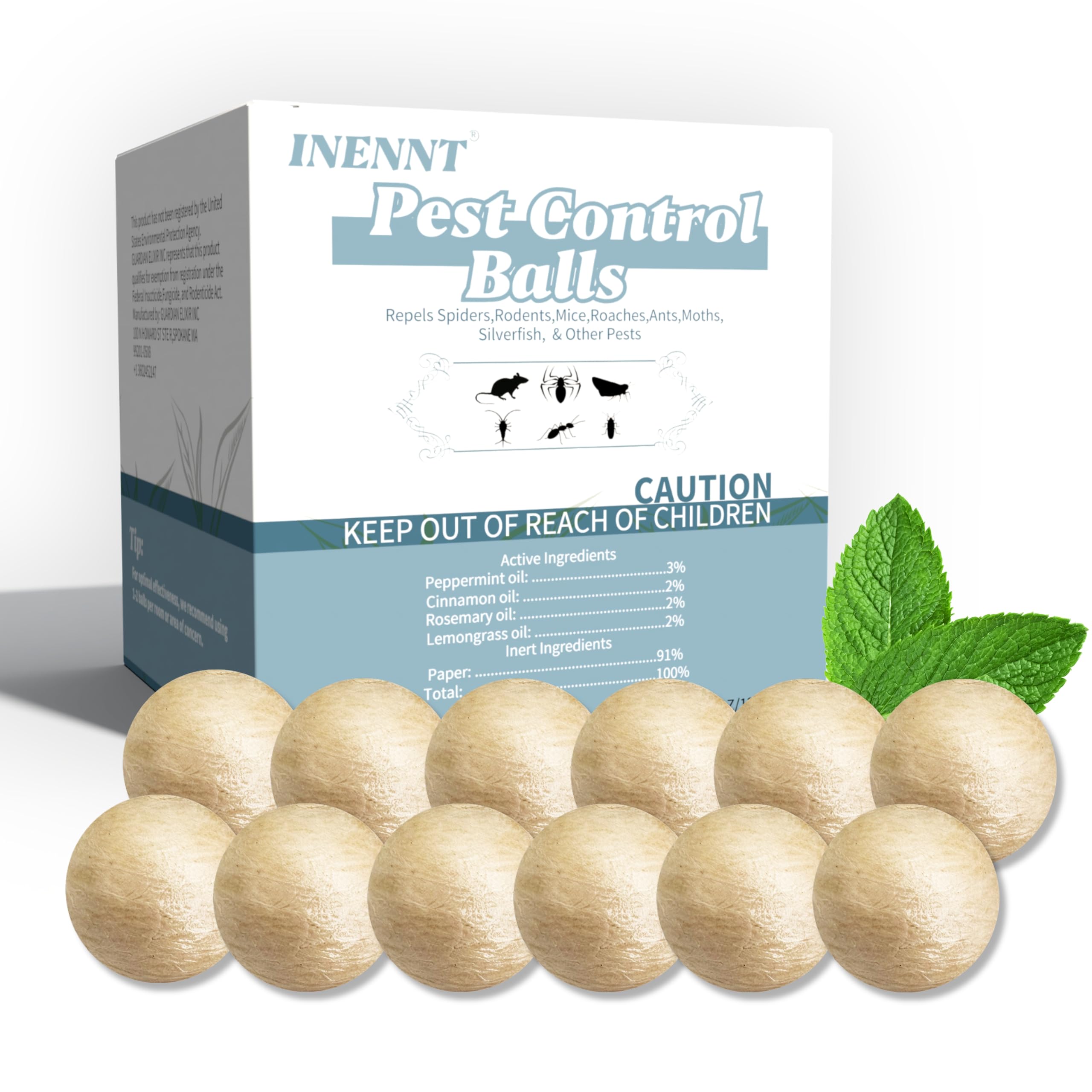 Photo 1 of (6)Pack Silverfish Repellent Balls Indoor,Long-Lasting Indoor Insect & Rodent Repellent for Spider, Ant, Cockroach, Mouse, Silverfish - Natural, Safe for Pets & Kids, Powerful Peppermint Oil Infused