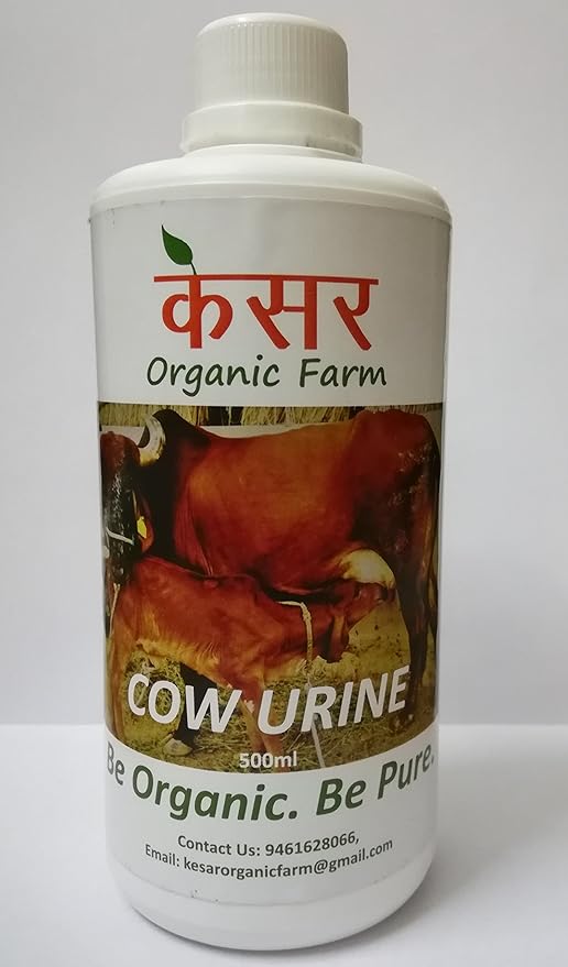 KESAR ORGANIC FARM Pure Desi Cow Urine Gomutra Gaumutra Bio-Pesticide Bio-Insecticide and Bio-Fertilizer for Plants, 500ml