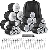 JOLCEEY 50pcs Hair Rollers Set 4 Sizes Jumbo Large Medium Small with Clips Black view 1