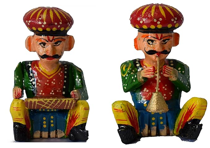 Handmadeo artize rajasthan India Souvenir Wooden Magnet Musician ,perfect souvenir for gifting set of 2