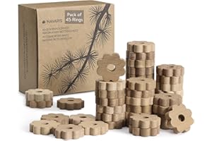 Navaris 45 Pack Cedar Rings for Hangers - Flower Shape Cedarwood Blocks for Clothes and Cupboard Protection - Cedar Wood for 