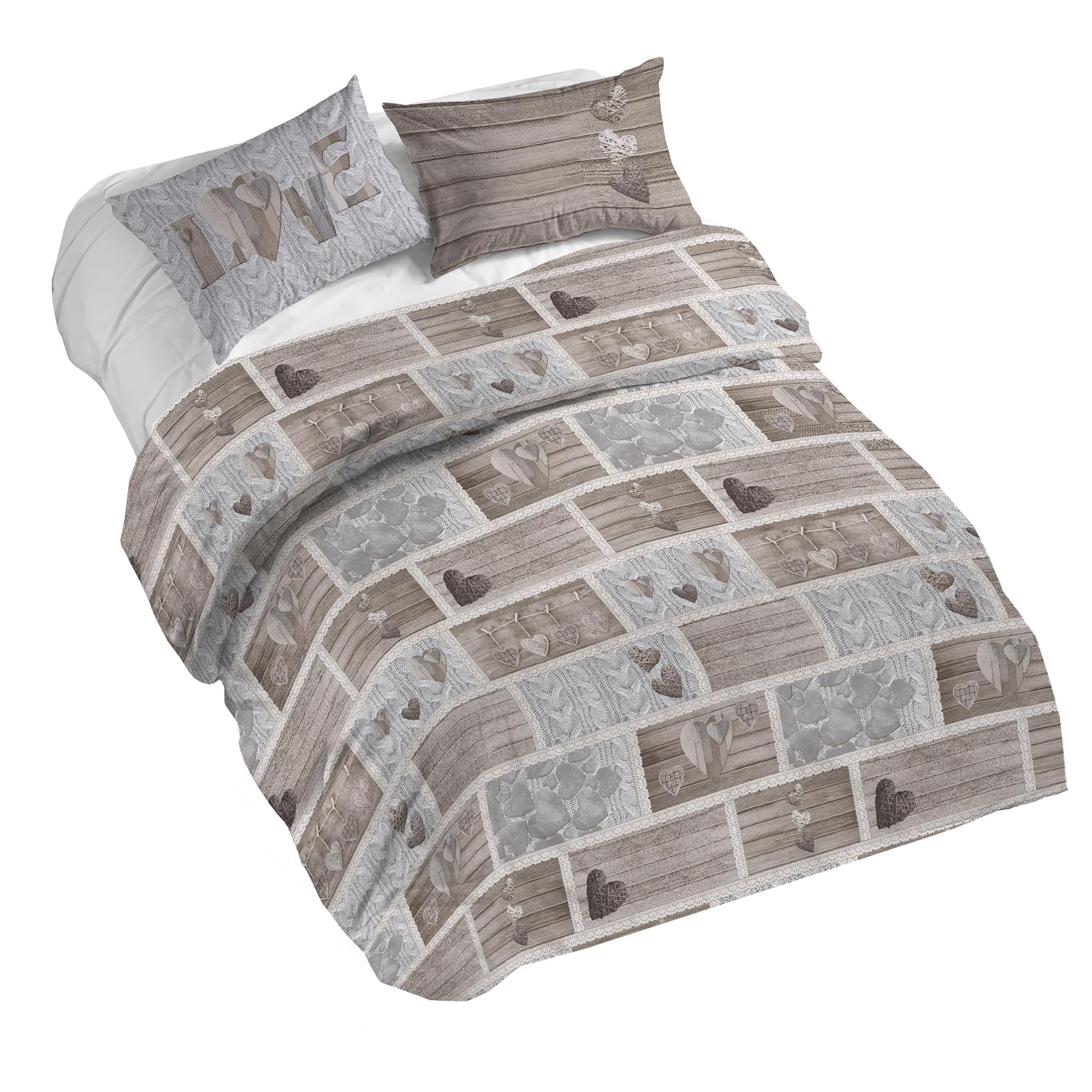 PENSIERI DELICATI Duvet Cover, Cotton, Shabby in Love Beige, Queen-Size Bed — image 1