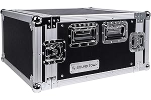Sound Town 6U PA/DJ Rack/Road Case, 6-Space, with 21” Depth, Plywood, Metal Ball Corners - Pro Tour Grade (STRC-6U)
