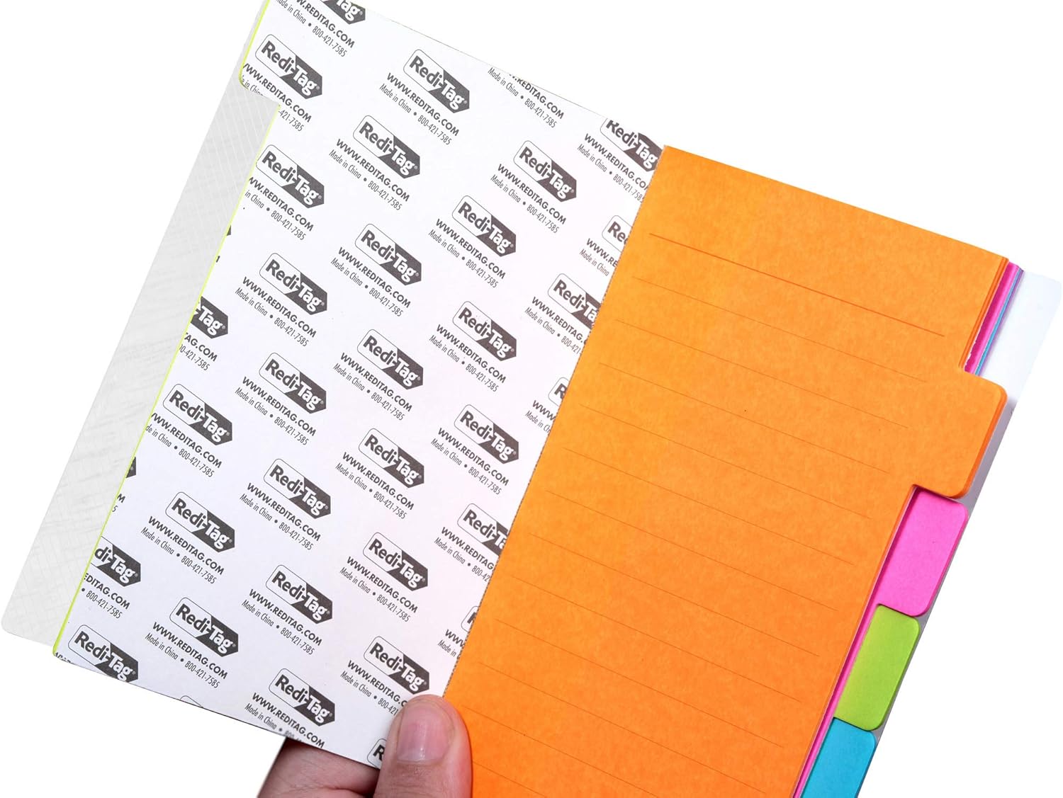 Redi-Tag Divider Sticky Notes, Tabbed Self-Stick Lined Note Pad, 60 Ruled Notes, 4 x 6 Inches, Assorted Neon Colors (29500) : Sticky Note Pads : Office Products