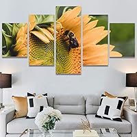 SIGNWIN 5 Panel Canvas Wall Art Yellow Fields for Home Decorations Ready to Hang - 60