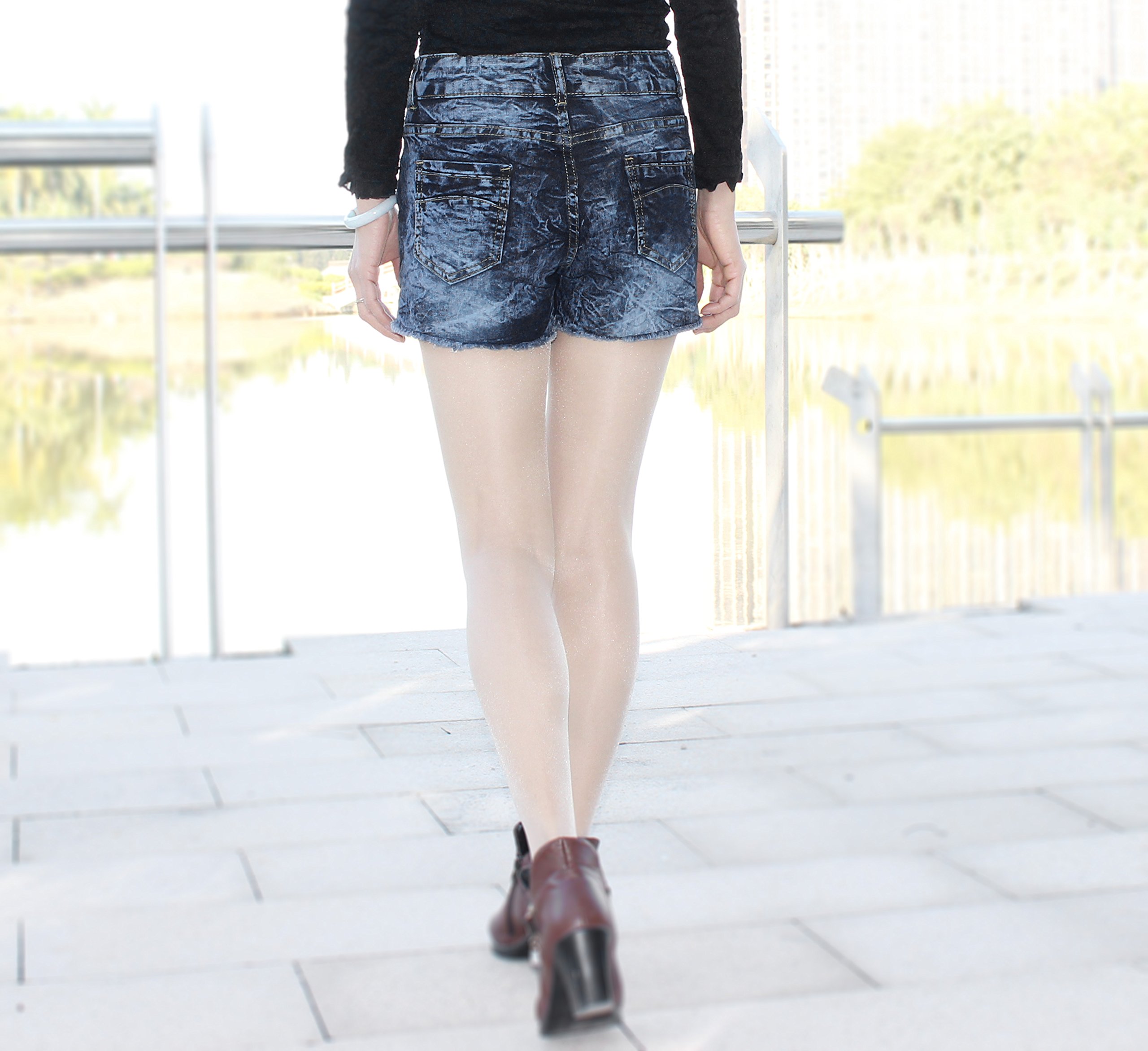 Goddess Area Women\'s Casual Mid Waisted Distressed Ripped Stretch Denim Shorts Jeans (11, Blue)