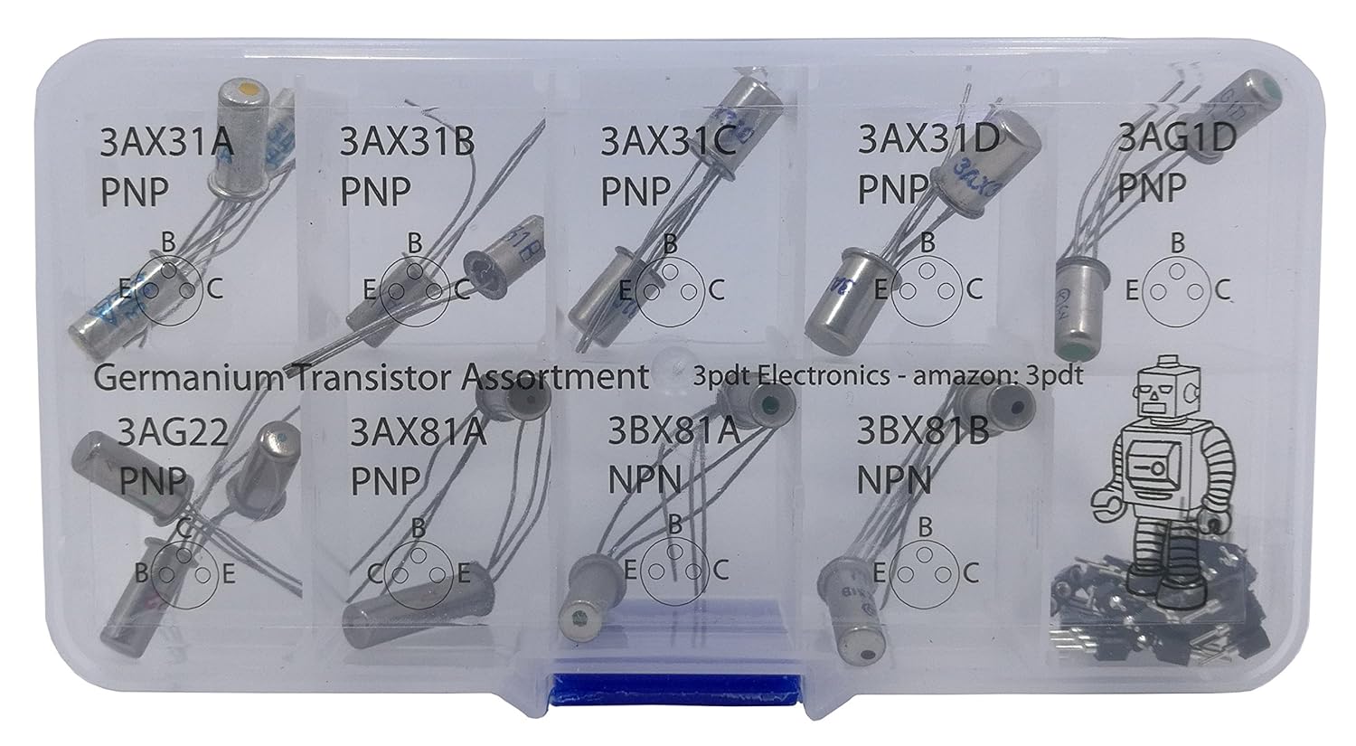 Germanium Transistor Assortment 20 pcs NPN PNP hfe Fuzz gain incl 20