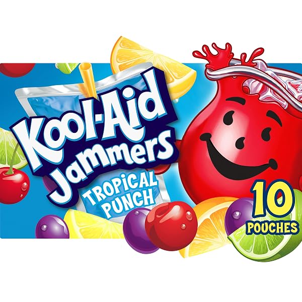 KOOL-AID JAMMERS TROPICAL PUNCH FLAVORED 0% JUICE DRINK, 10 CT BOX, 6 FL OZ POUCHES
