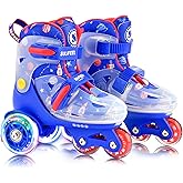 SULIFEEL Adjustable Roller Skates for Girls Boys Kids,Fun Illuminating Light Up Flash Wheels Three-Point Type Balance Suitable for Beginners Indoor Roller Skating