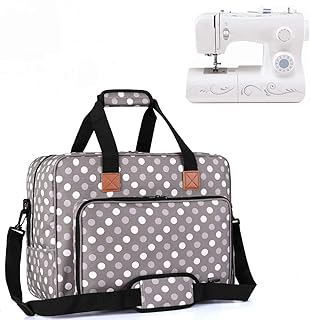 Luxja Nähmaschinentasche, Nähmaschinen Transporttasche für Unterwegs, Tragetasche für Nähmaschine und andere Nähzubehörs, Grau Punkte
