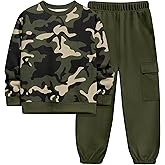 NECIOUS Boys Clothes Camo Outfits Long Sleeve Tops and Pants Clothing Sets 2 Piece Fall Winter Boys Sweatsuit Size 6-12