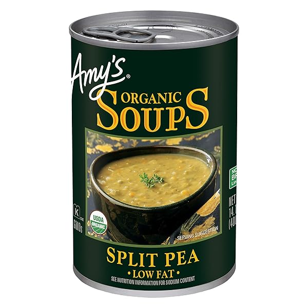 AMY’S SOUP, VEGAN SPLIT PEA SOUP, GLUTEN FREE, MADE WITH ORGANIC VEGETABLES, CANNED SOUP, 14.1 OZ