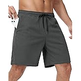 JWM Men's 7" Corduroy Shorts - Stretch Lightweight Elastic Waist Casual Summer Beach Drawstring Shorts with Zip Pocket