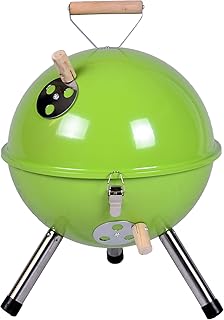 Nexos YG00263_G Mini Grill Kugelgrill Holzkohlegrill für Garten Terrasse Camping Festival Picknick BBQ Barbecue Ø 30 cm grün