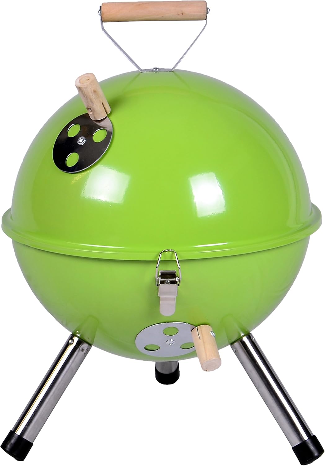 Nexos YG00263_G Mini Grill Kugelgrill Holzkohlegrill für Garten Terrasse Camping Festival Picknick BBQ Barbecue Ø 30 cm grün